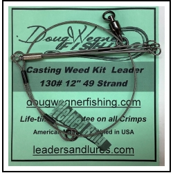 Casting Weed Kit Leader 12" 130# 49 Strand Ball Bearing & Welded Ring
