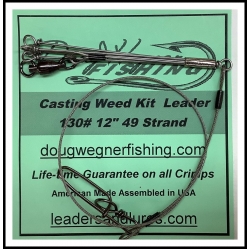 Casting Weed Kit Leader 12" 130# 49 Strand Ball Bearing & Stay-Loc Snap