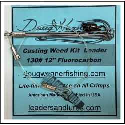Casting Weed Kit Leader 12" 130# Fluorocarbon Ball Bearing & Welded Ring