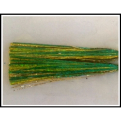 6 inch tinsel 300 strand Holo Light/Dark Green & Yellow with Gold Twist Blended