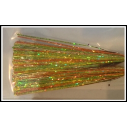 6 inch 300 strand Holo Orange, Spring Green, Yellow with Silver Twist Blended