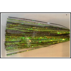 6 inch 300 strand Holo Black & Holo Spring Green with Gun Metal Twist Blended