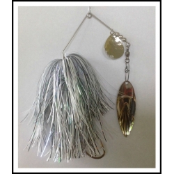 Spinnerbait 1 0z. .062 Wire Snow White, Holo Black & Pearl