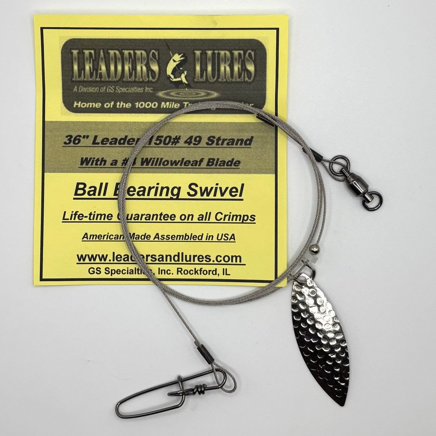 150# 36" 49 Strand Leader with #4 Willowleaf Blade