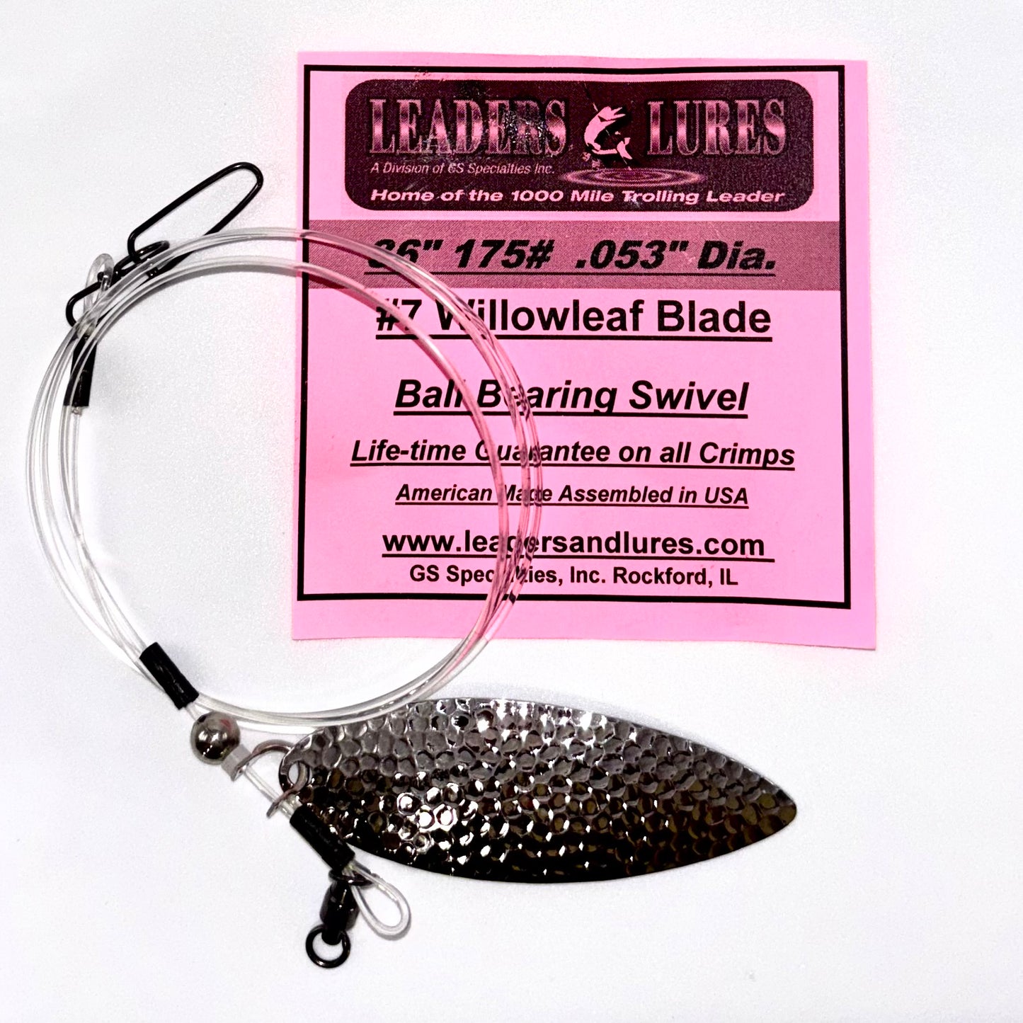 175# 36" Fluorocarbon Leader with #7 Willowleaf Blade